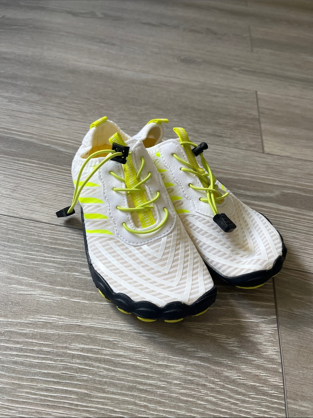 Woman’s White and Neon Yellow Active Slip-On Sneakers